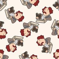 poet cartoon seamless pattern background