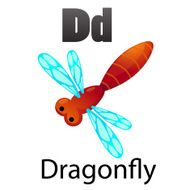 Alphabet D with Dragonfly