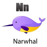 Alphabet N with Narwhal