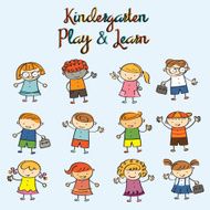Kindergarten Kids Characters Set N2