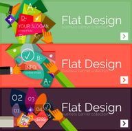 Flat design vector infographic banners with geometric infographics N133