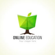 Online education logo book tree