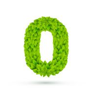 3d green leaves number 0