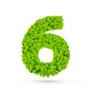 3d green leaves number 6