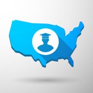 USA map icon with a student
