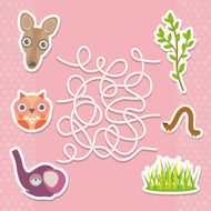 Kangaroo owl elephant labyrinth game for Preschool Children Vector N2