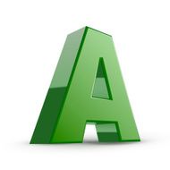 3d green letter A N2