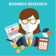 Start-up business research analysis and solution flat design vector illustration