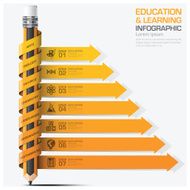 Education Learning Step Infographic With Subject Spiral Arrow Pencil Diagram