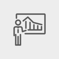 Businessman presenting with his chart thin line icon N2