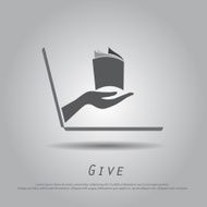 hand hold book from laptop vector icon N3