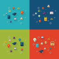Flat concept set modern design with shadow education icons N19