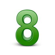 3d shiny green number 8 N2