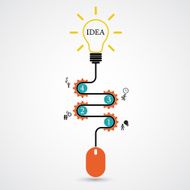 Creative light bulb idea concept and computer mouse symbol
