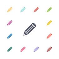 pencil flat icons set