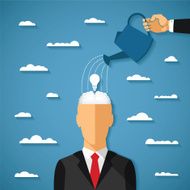Vector concept of growing idea in human head