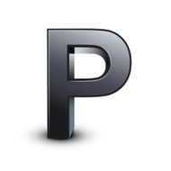 3d black letter P