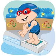 Swimming athlete child preparing to enter the pool N2