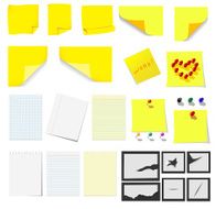 Office sticky notes and turned paper