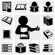 Book vector icons set on gray