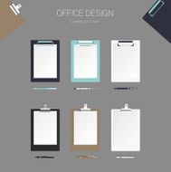 Vector clipboard with paper and pen set for design