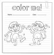 Coloring worksheet with monkeys