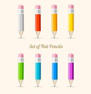 Vector rainbow pencil set flat