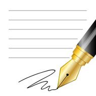 Vector Close up of a fountain pen and signature