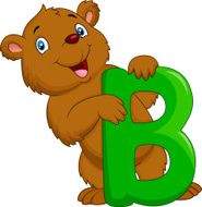 Alphabet B with bear cartoon N2