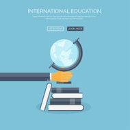 Vector illustration Concept background with hand globus and books global