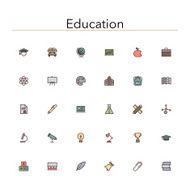 Education Colored Line Icons