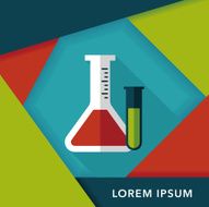 test tube flat icon with long shadow eps10 N27
