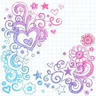 Love Hearts Sketchy Doodles Vector Design Elements N2