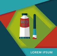 paint brush flat icon with long shadow eps 10 N12