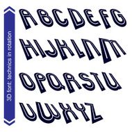 Dimensional move font vector line retro style geometric font N3