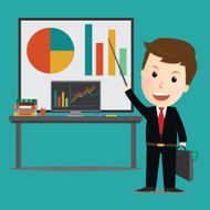 Vector of Businessman point on investment graph presentation