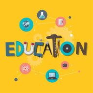 Vector education concept of high school object and college