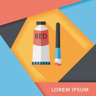 paint brush flat icon with long shadow eps 10 N13