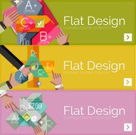 Flat design vector infographic banners with geometric infographics N140