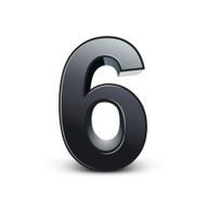3d shiny black number 6