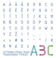 lettering stencil track transparent typeset