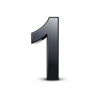 3d shiny black number 1