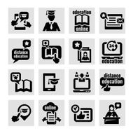 online education concept icons set