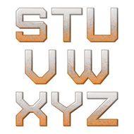 Rusty iron alphabet Set of old aged letters