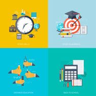 Flat concept education backgrounds set Back to school Distance learning N3