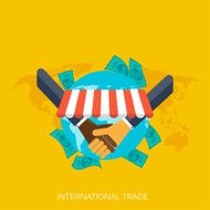 Flat hands Global international trading concept background Business and moneymaking N2