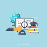 Flat concept education background Back to school Distance learning Study N30
