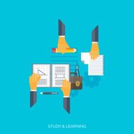 Flat concept education background Back to school Distance learning Study N31