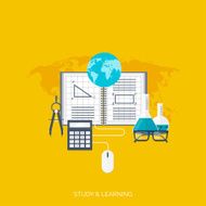 Flat concept education background Back to school Distance learning Study N32