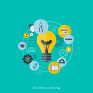 Flat concept education background Back to school Distance learning Study N33
